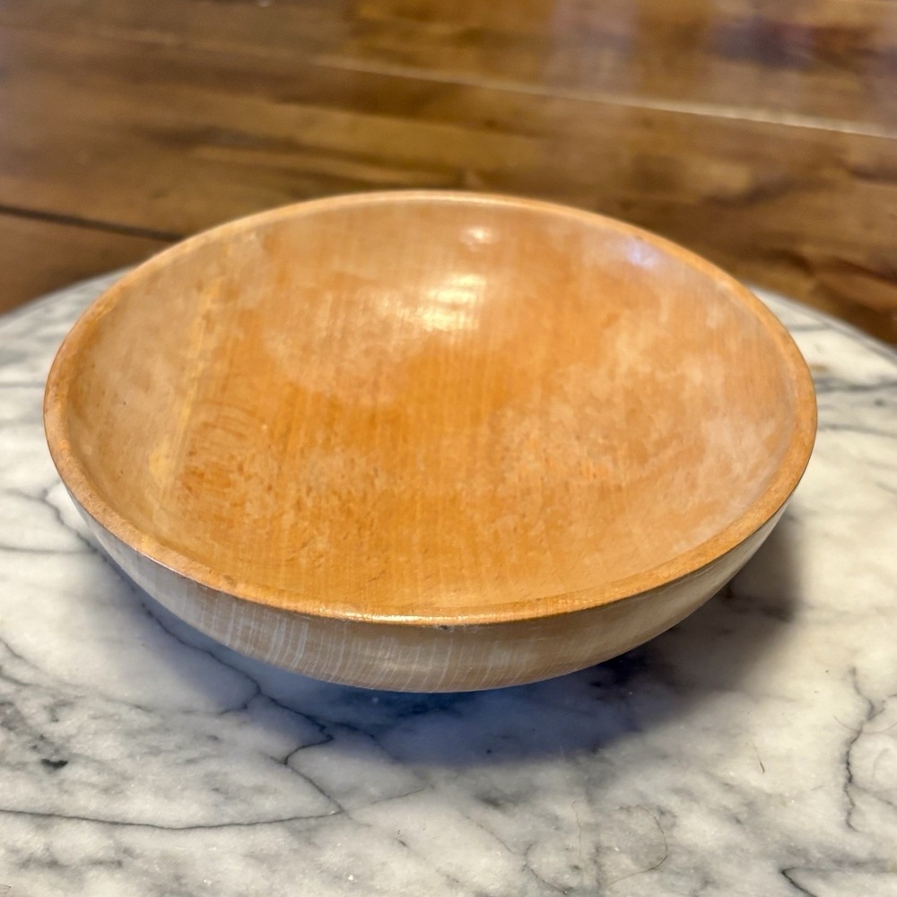 VTG 1960s MCM Handmade Teak Wood Wooden Rice Bowl Small Salad Fruit Japan 6"